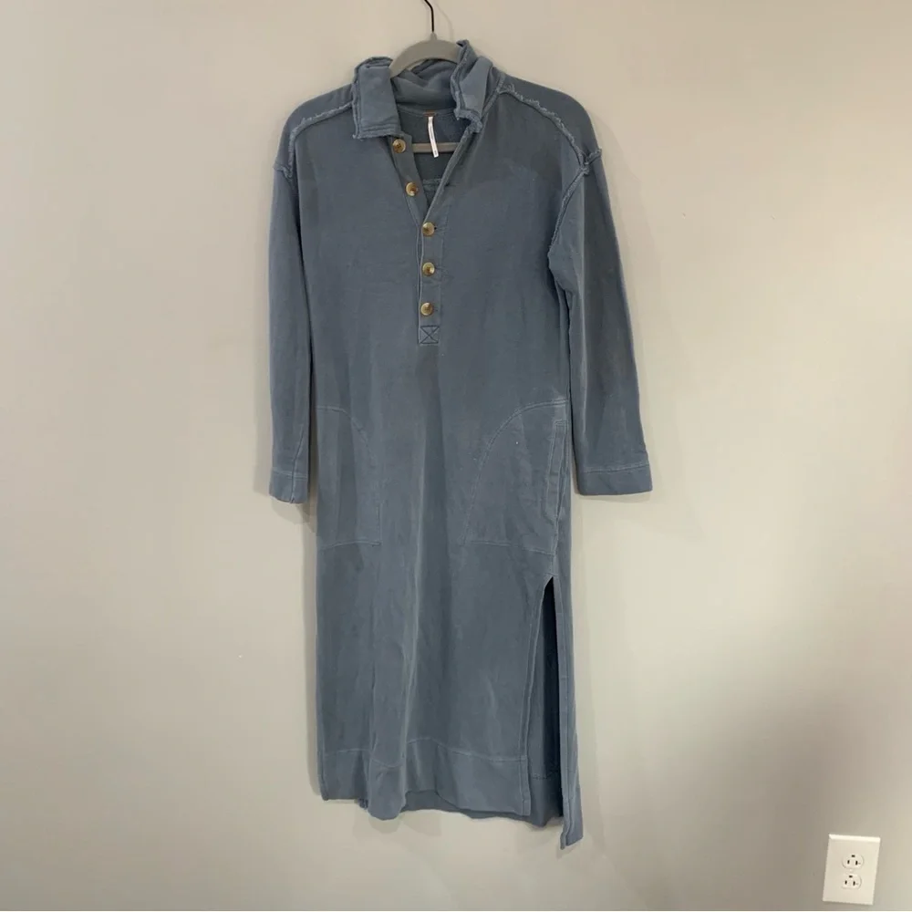 Free People Dress On My Way Midi Polo Pullover in Sandy Blue